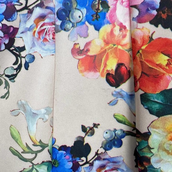 Signature by Robbie Bee  Size PM  Floral Printed A-line Cap Sleeve Pleated Dress - Picture 6 of 7